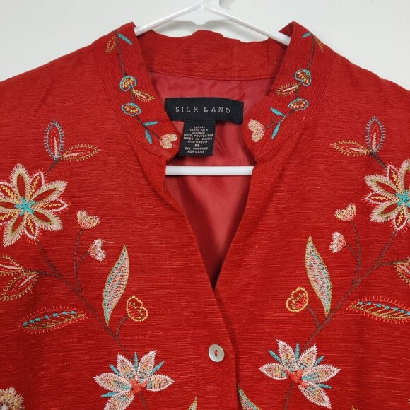 Silk Land Women's Embroidered 100% Silk Jacket Size Medium Bohemian Quiet Luxury - Picture 3 of 10